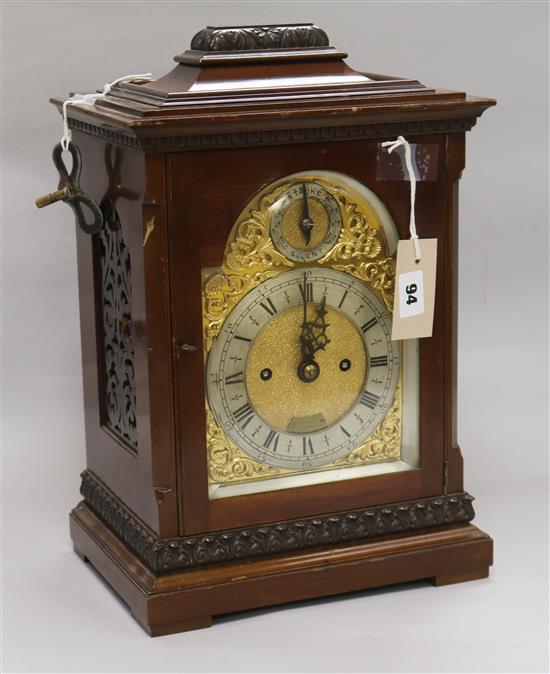 An early 20th century mahogany mantel clock, signed Webster, London, H 43cm approx